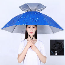 Load image into Gallery viewer, Double-layer Fishing Umbrella Hat Outdoor Sunscreen And Rainproof Folding Umbrella Hat, 95 Blue (Elastic Band), 95 Silver (Elastic Band), 95 Blue (Rubber Sleeve), 95 Silver (Rubber Sleeve), 80 Blue, 80 Camellia, 95 Blue Vinyl (Rubber Sleeve)           ...