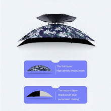 Load image into Gallery viewer, Double-layer Fishing Umbrella Hat Outdoor Sunscreen And Rainproof Folding Umbrella Hat, 95 Blue (Elastic Band), 95 Silver (Elastic Band), 95 Blue (Rubber Sleeve), 95 Silver (Rubber Sleeve), 80 Blue, 80 Camellia, 95 Blue Vinyl (Rubber Sleeve)           ...