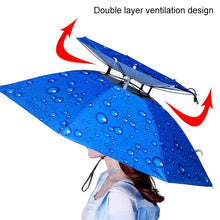 Load image into Gallery viewer, Double-layer Fishing Umbrella Hat Outdoor Sunscreen And Rainproof Folding Umbrella Hat, 95 Blue (Elastic Band), 95 Silver (Elastic Band), 95 Blue (Rubber Sleeve), 95 Silver (Rubber Sleeve), 80 Blue, 80 Camellia, 95 Blue Vinyl (Rubber Sleeve)           ...