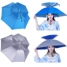 Load image into Gallery viewer, Double-layer Fishing Umbrella Hat Outdoor Sunscreen And Rainproof Folding Umbrella Hat, 95 Blue (Elastic Band), 95 Silver (Elastic Band), 95 Blue (Rubber Sleeve), 95 Silver (Rubber Sleeve), 80 Blue, 80 Camellia, 95 Blue Vinyl (Rubber Sleeve)           ...
