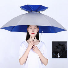 Load image into Gallery viewer, Double-layer Fishing Umbrella Hat Outdoor Sunscreen And Rainproof Folding Umbrella Hat, 95 Blue (Elastic Band), 95 Silver (Elastic Band), 95 Blue (Rubber Sleeve), 95 Silver (Rubber Sleeve), 80 Blue, 80 Camellia, 95 Blue Vinyl (Rubber Sleeve)           ...