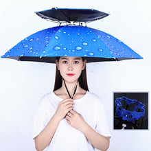 Load image into Gallery viewer, Double-layer Fishing Umbrella Hat Outdoor Sunscreen And Rainproof Folding Umbrella Hat, 95 Blue (Elastic Band), 95 Silver (Elastic Band), 95 Blue (Rubber Sleeve), 95 Silver (Rubber Sleeve), 80 Blue, 80 Camellia, 95 Blue Vinyl (Rubber Sleeve)           ...