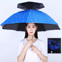 Load image into Gallery viewer, Double-layer Fishing Umbrella Hat Outdoor Sunscreen And Rainproof Folding Umbrella Hat, 95 Blue (Elastic Band), 95 Silver (Elastic Band), 95 Blue (Rubber Sleeve), 95 Silver (Rubber Sleeve), 80 Blue, 80 Camellia, 95 Blue Vinyl (Rubber Sleeve)           ...