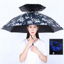 Load image into Gallery viewer, Double-layer Fishing Umbrella Hat Outdoor Sunscreen And Rainproof Folding Umbrella Hat, 95 Blue (Elastic Band), 95 Silver (Elastic Band), 95 Blue (Rubber Sleeve), 95 Silver (Rubber Sleeve), 80 Blue, 80 Camellia, 95 Blue Vinyl (Rubber Sleeve)           ...