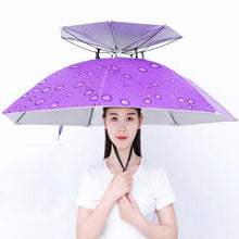Load image into Gallery viewer, Double-layer Fishing Umbrella Hat Outdoor Sunscreen And Rainproof Folding Umbrella Hat, 95 Blue (Elastic Band), 95 Silver (Elastic Band), 95 Blue (Rubber Sleeve), 95 Silver (Rubber Sleeve), 80 Blue, 80 Camellia, 95 Blue Vinyl (Rubber Sleeve)           ...