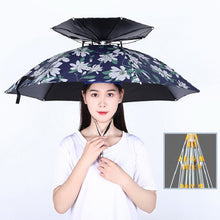 Load image into Gallery viewer, Double-layer Fishing Umbrella Hat Outdoor Sunscreen And Rainproof Folding Umbrella Hat, 95 Blue (Elastic Band), 95 Silver (Elastic Band), 95 Blue (Rubber Sleeve), 95 Silver (Rubber Sleeve), 80 Blue, 80 Camellia, 95 Blue Vinyl (Rubber Sleeve)           ...
