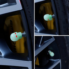 Load image into Gallery viewer, 1 Sets Car Tire Luminous Valve Cap Motorcycle Skull Valve Core Cap, 1 Set Red, 1 Set Blue, 1 Set Green, 1 Set Yellow
