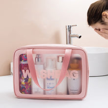 Load image into Gallery viewer, 2 PCS Frosted Translucent Waterproof Storage Bag Cosmetic Bag Swimming Bag Wash Bag, Black M, Black M 2 Handles, Black L, Pink S, Pink M, Pink M 2 Handles, Pink L, White S, White M, White M 2 Handles, White L, Blue S, Blue M, Blue M 2 Handles, Blue L