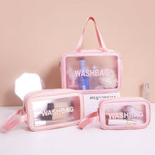 Load image into Gallery viewer, 2 PCS Frosted Translucent Waterproof Storage Bag Cosmetic Bag Swimming Bag Wash Bag, Black M, Black M 2 Handles, Black L, Pink S, Pink M, Pink M 2 Handles, Pink L, White S, White M, White M 2 Handles, White L, Blue S, Blue M, Blue M 2 Handles, Blue L
