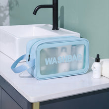 Load image into Gallery viewer, 2 PCS Frosted Translucent Waterproof Storage Bag Cosmetic Bag Swimming Bag Wash Bag, Black M, Black M 2 Handles, Black L, Pink S, Pink M, Pink M 2 Handles, Pink L, White S, White M, White M 2 Handles, White L, Blue S, Blue M, Blue M 2 Handles, Blue L