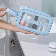 Load image into Gallery viewer, 2 PCS Frosted Translucent Waterproof Storage Bag Cosmetic Bag Swimming Bag Wash Bag, Black M, Black M 2 Handles, Black L, Pink S, Pink M, Pink M 2 Handles, Pink L, White S, White M, White M 2 Handles, White L, Blue S, Blue M, Blue M 2 Handles, Blue L