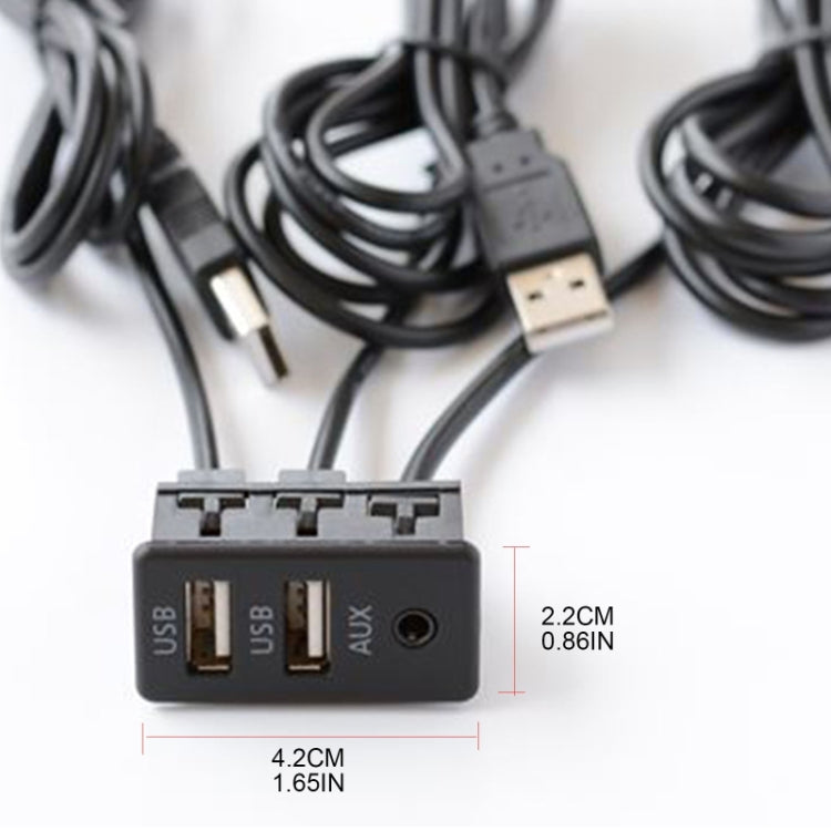 Car Universal Modification Dual USB +AUX Interface Charging Seat, USB+USB+AUX