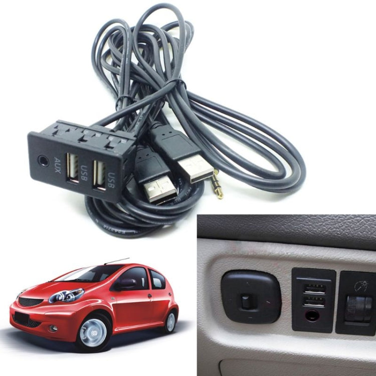 Car Universal Modification Dual USB +AUX Interface Charging Seat, USB+USB+AUX