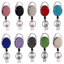 Load image into Gallery viewer, Ceramic Clay Pull Buckle Metal Retractable Keychain Document Buckle, Light Green, Shiny Black, Lake Blue, Deep Blue, Red, Black, White, Pink, AB