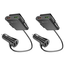 Load image into Gallery viewer, 2PCS QC3.0 Four Ports Fast 5V 8A Car Charger Back Seat Charger, 2PCS+Black, 2PCS+White