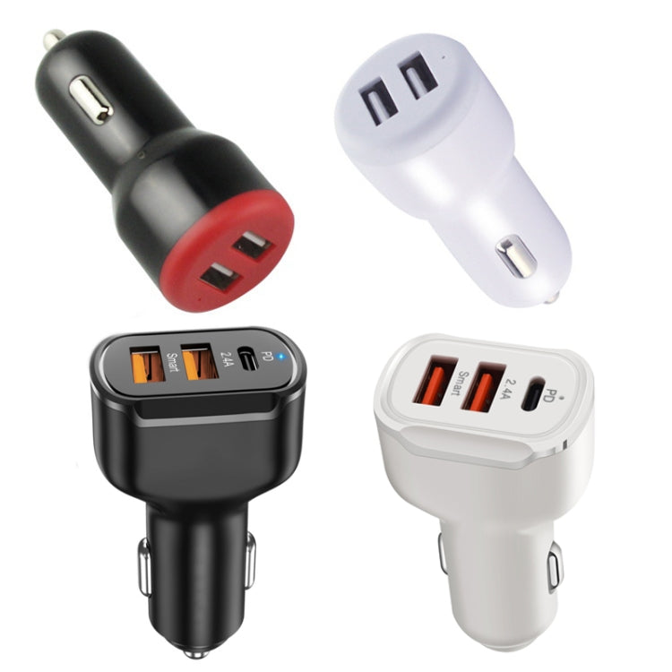 PD+2.4A Dual USB Car Charger, Style: 3 Ports (Black), 2 Ports (Black), 2 Ports (White), 3 Ports (Black), 3 Ports (White)