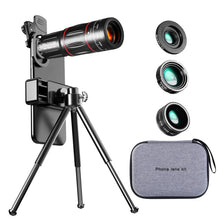 Load image into Gallery viewer, Mobile Phone Universal Lens Telescope 28X + Wide Angle 0.6X + Macro 20X + Fisheye 198 Degree Set
