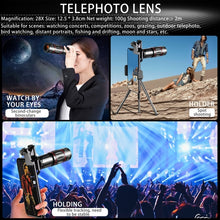 Load image into Gallery viewer, Mobile Phone Universal Lens Telescope 28X + Wide Angle 0.6X + Macro 20X + Fisheye 198 Degree Set