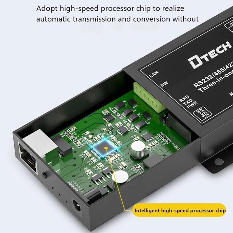DTECH IOT9031 RS232/485/422 To TCP 3 In 1 Serial Server, CN Plug, IOT9031 RS232/485/422 To TCP