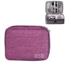 Load image into Gallery viewer, 5 Inch Multifunctional Electronic Digital Earphone Power Cord Storage Bag, Purple, Black, Wine Red, Dark Gray, Green, Lake Blue