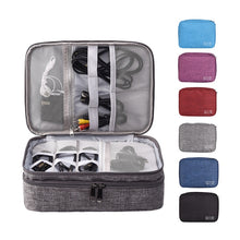 Load image into Gallery viewer, 5 Inch Multifunctional Electronic Digital Earphone Power Cord Storage Bag, Purple, Black, Wine Red, Dark Gray, Green, Lake Blue