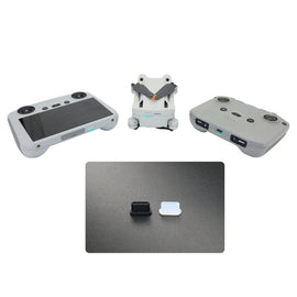 2 Sets Drone Body Remote Control Charging Port Dust Plug for DJI Mini 3 Pro, Transparent, Black, Transparent+Black
