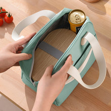 Load image into Gallery viewer, Smile Lunch Bag with Leather Handles, Size: S (Green), S (Green), S (Pink), S (Gray), S (Navy Blue), S (Yellow), L (Green), L (Pink), L (Gray), L (Navy Blue), L (Yellow)