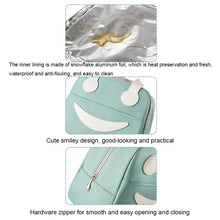 Load image into Gallery viewer, Smile Lunch Bag with Leather Handles, Size: S (Green), S (Green), S (Pink), S (Gray), S (Navy Blue), S (Yellow), L (Green), L (Pink), L (Gray), L (Navy Blue), L (Yellow)