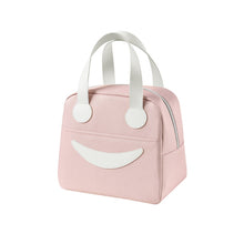 Load image into Gallery viewer, Smile Lunch Bag with Leather Handles, Size: S (Green), S (Green), S (Pink), S (Gray), S (Navy Blue), S (Yellow), L (Green), L (Pink), L (Gray), L (Navy Blue), L (Yellow)