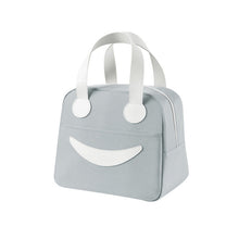 Load image into Gallery viewer, Smile Lunch Bag with Leather Handles, Size: S (Green), S (Green), S (Pink), S (Gray), S (Navy Blue), S (Yellow), L (Green), L (Pink), L (Gray), L (Navy Blue), L (Yellow)