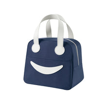 Load image into Gallery viewer, Smile Lunch Bag with Leather Handles, Size: S (Green), S (Green), S (Pink), S (Gray), S (Navy Blue), S (Yellow), L (Green), L (Pink), L (Gray), L (Navy Blue), L (Yellow)