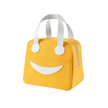 Load image into Gallery viewer, Smile Lunch Bag with Leather Handles, Size: S (Green), S (Green), S (Pink), S (Gray), S (Navy Blue), S (Yellow), L (Green), L (Pink), L (Gray), L (Navy Blue), L (Yellow)