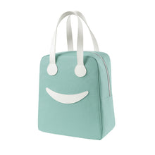 Load image into Gallery viewer, Smile Lunch Bag with Leather Handles, Size: S (Green), S (Green), S (Pink), S (Gray), S (Navy Blue), S (Yellow), L (Green), L (Pink), L (Gray), L (Navy Blue), L (Yellow)