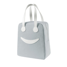 Load image into Gallery viewer, Smile Lunch Bag with Leather Handles, Size: S (Green), S (Green), S (Pink), S (Gray), S (Navy Blue), S (Yellow), L (Green), L (Pink), L (Gray), L (Navy Blue), L (Yellow)