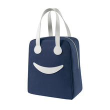 Load image into Gallery viewer, Smile Lunch Bag with Leather Handles, Size: S (Green), S (Green), S (Pink), S (Gray), S (Navy Blue), S (Yellow), L (Green), L (Pink), L (Gray), L (Navy Blue), L (Yellow)