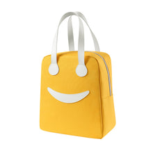 Load image into Gallery viewer, Smile Lunch Bag with Leather Handles, Size: S (Green), S (Green), S (Pink), S (Gray), S (Navy Blue), S (Yellow), L (Green), L (Pink), L (Gray), L (Navy Blue), L (Yellow)