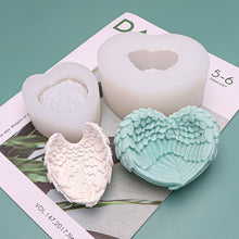 Load image into Gallery viewer, Heart Shaped Angel Wings Silicone Mold Baking Ice Cream Candle Aromatherapy Mold, L, S