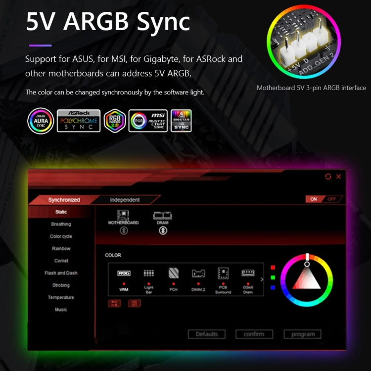 ARGB Chassis Light Bar Computer Decorative Silicone LED Lamp Strip, Y360 Round