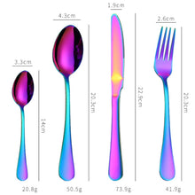 Load image into Gallery viewer, 4PCS/Set Stainless Steel Western Steak Fork Spoon Knife Set, True Color, Golden, Rose Gold, Colorful, Black