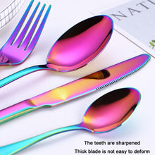 Load image into Gallery viewer, 4PCS/Set Stainless Steel Western Steak Fork Spoon Knife Set, True Color, Golden, Rose Gold, Colorful, Black