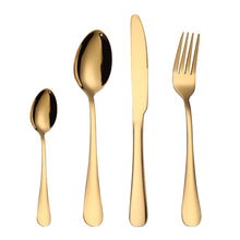 Load image into Gallery viewer, 4PCS/Set Stainless Steel Western Steak Fork Spoon Knife Set, True Color, Golden, Rose Gold, Colorful, Black