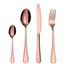 Load image into Gallery viewer, 4PCS/Set Stainless Steel Western Steak Fork Spoon Knife Set, True Color, Golden, Rose Gold, Colorful, Black