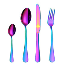 Load image into Gallery viewer, 4PCS/Set Stainless Steel Western Steak Fork Spoon Knife Set, True Color, Golden, Rose Gold, Colorful, Black