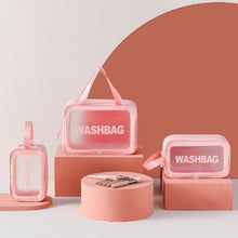 Load image into Gallery viewer, PVC Transparent Waterproof Portable Cosmetic Bag, Size:, L (Pink), L (Black), L (White), M (Pink), M (Black), M (White), S (Pink), S (Black), S (White)