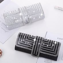 Load image into Gallery viewer, Ladies Evening Bag Shoulder Bag Hand Messenger Bag, Silver, Black