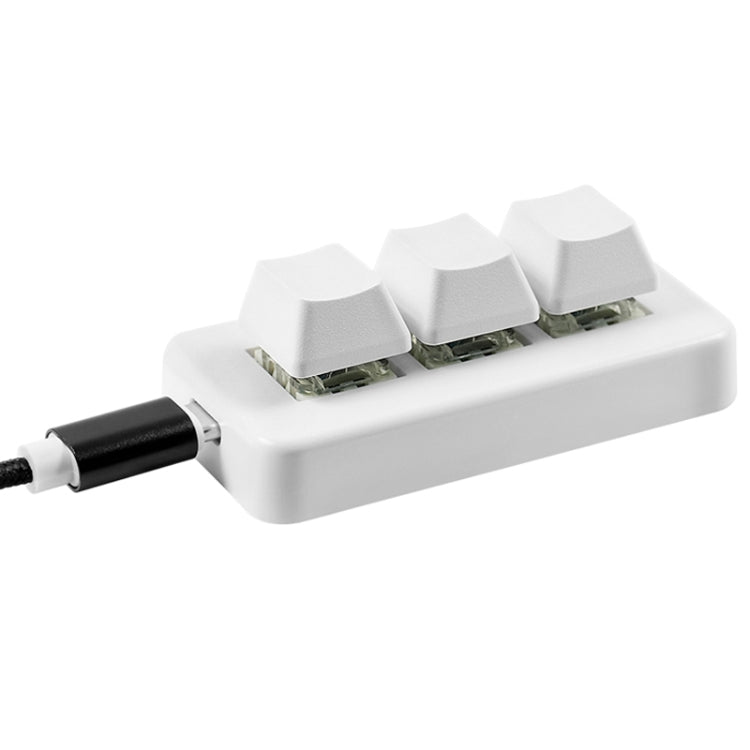 MK321 3 Keys Custom Keys Game Office PS Clip Macro Programming Keypad, Cable Length: 1.5m, White, Black