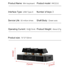 Load image into Gallery viewer, MK321 3 Keys Custom Keys Game Office PS Clip Macro Programming Keypad, Cable Length: 1.5m, White, Black