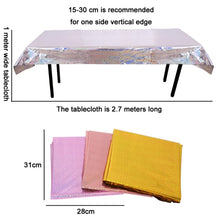 Load image into Gallery viewer, Birthday Party Foil Laser Tablecloth Wedding Decoration Supplies, Foil Laser  Pink, Foil Laser Red, Foil Laser Light Blue, Foil Laser Rose Gold, Foil Laser Gold, Foil Laser Dark Blu, Foil Laser Purple, Foil Laser Silver, Foil Laser Rose Red