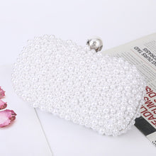 Load image into Gallery viewer, Pearl Evening Bag Soft Face Lock Ladies Shoulder Bag Crossbody Small Square Bag, White, Beige