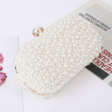 Load image into Gallery viewer, Pearl Evening Bag Soft Face Lock Ladies Shoulder Bag Crossbody Small Square Bag, White, Beige